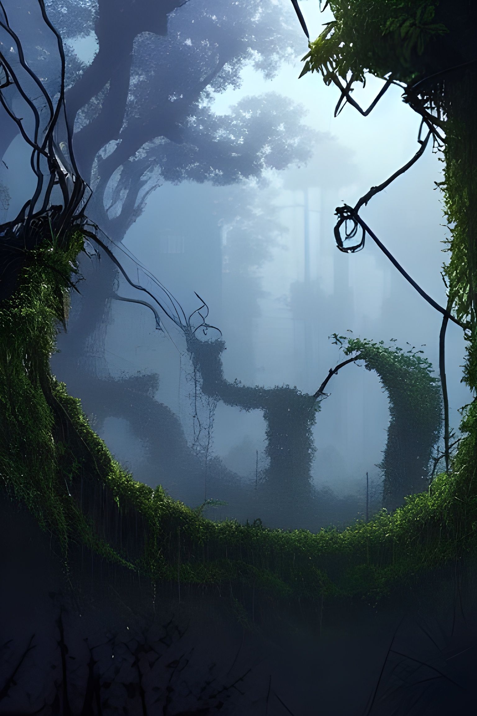 Nature Overwhelms City in Biopunk Dystopia