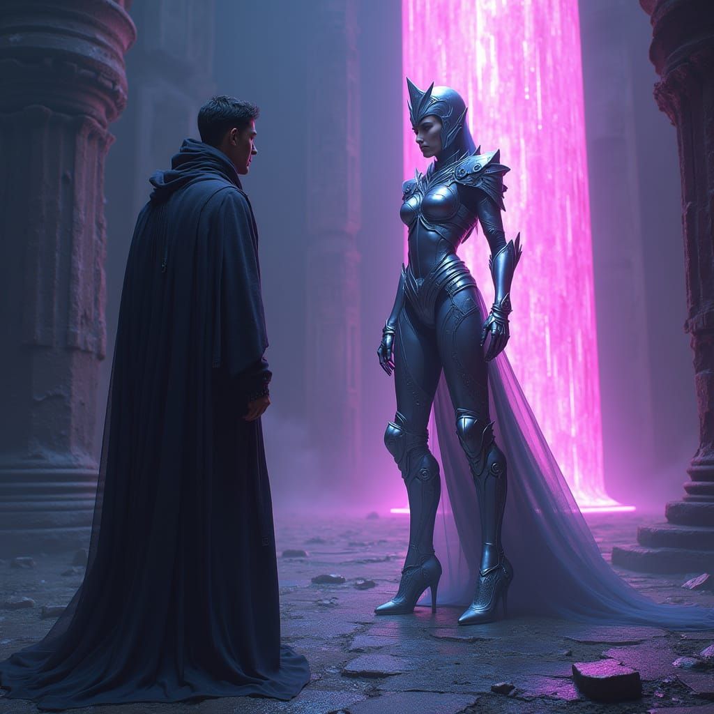 Cyberpunk Empress Dominates Powerful Man in Futuristic Dunge...