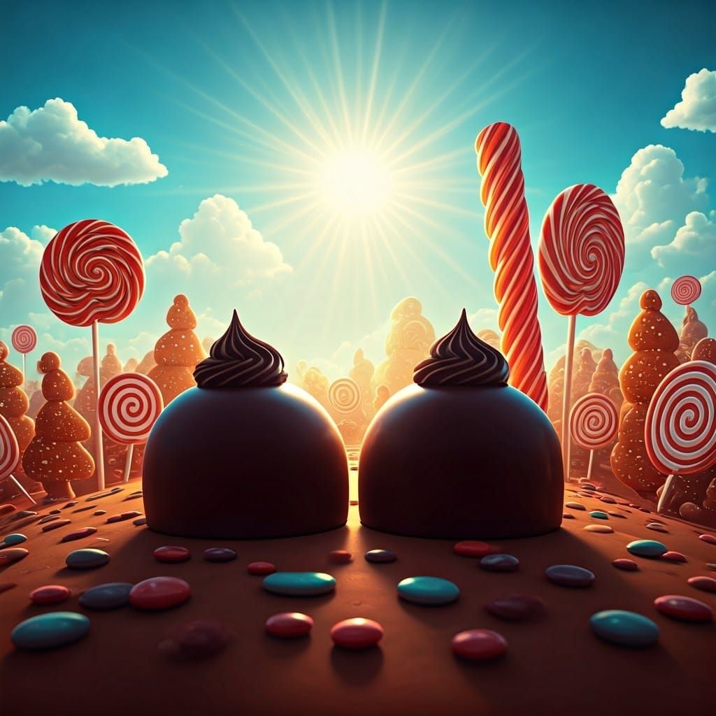 Chocolate Truffles in a Surreal Candy Landscape