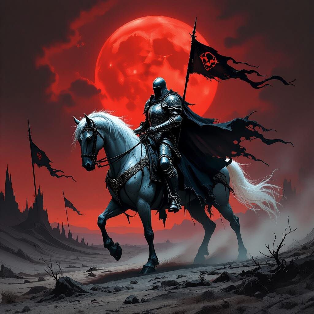 Spectral Knight Rides Across Desolate Battlefield