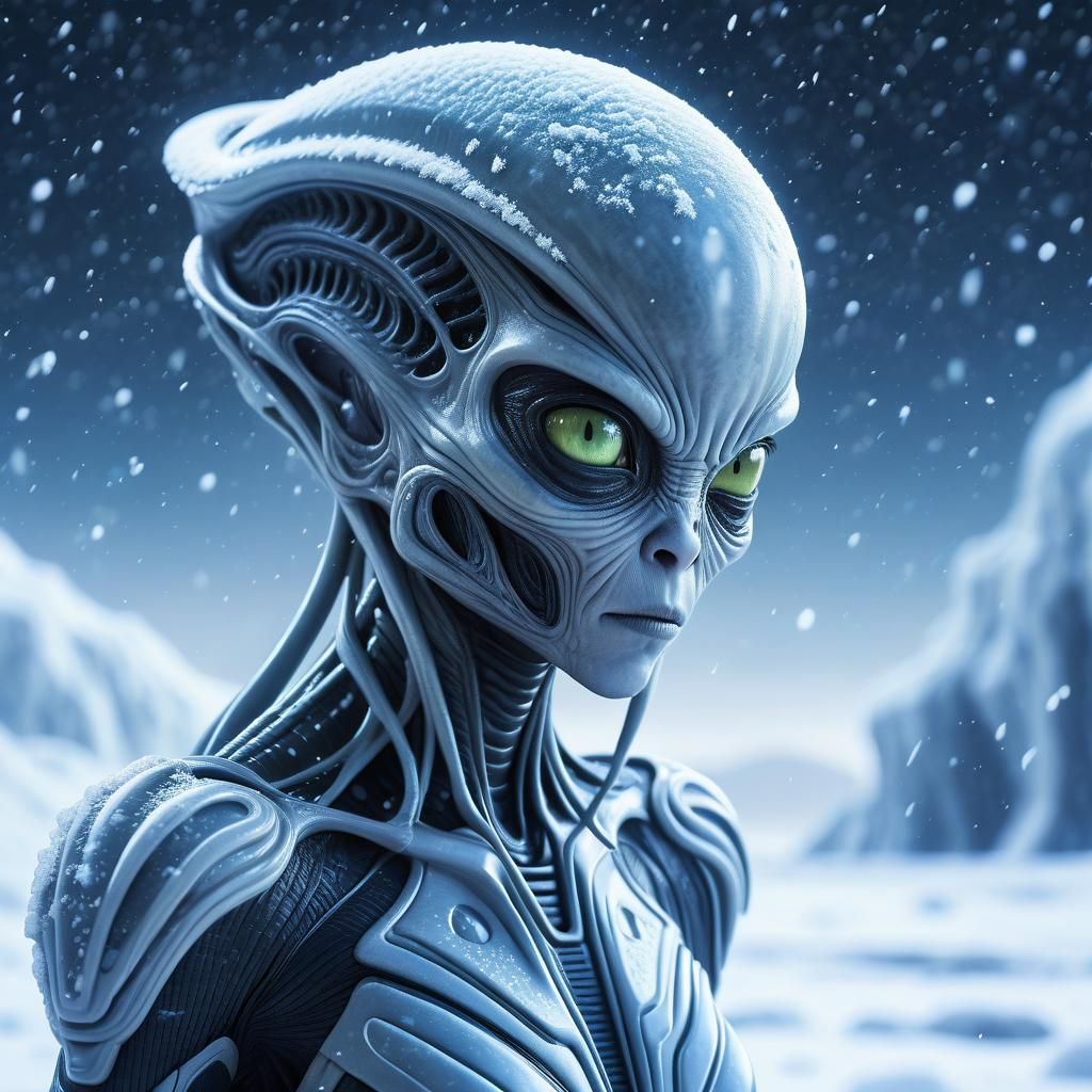 Anime Alien Girl in Ice Planet Blizzard