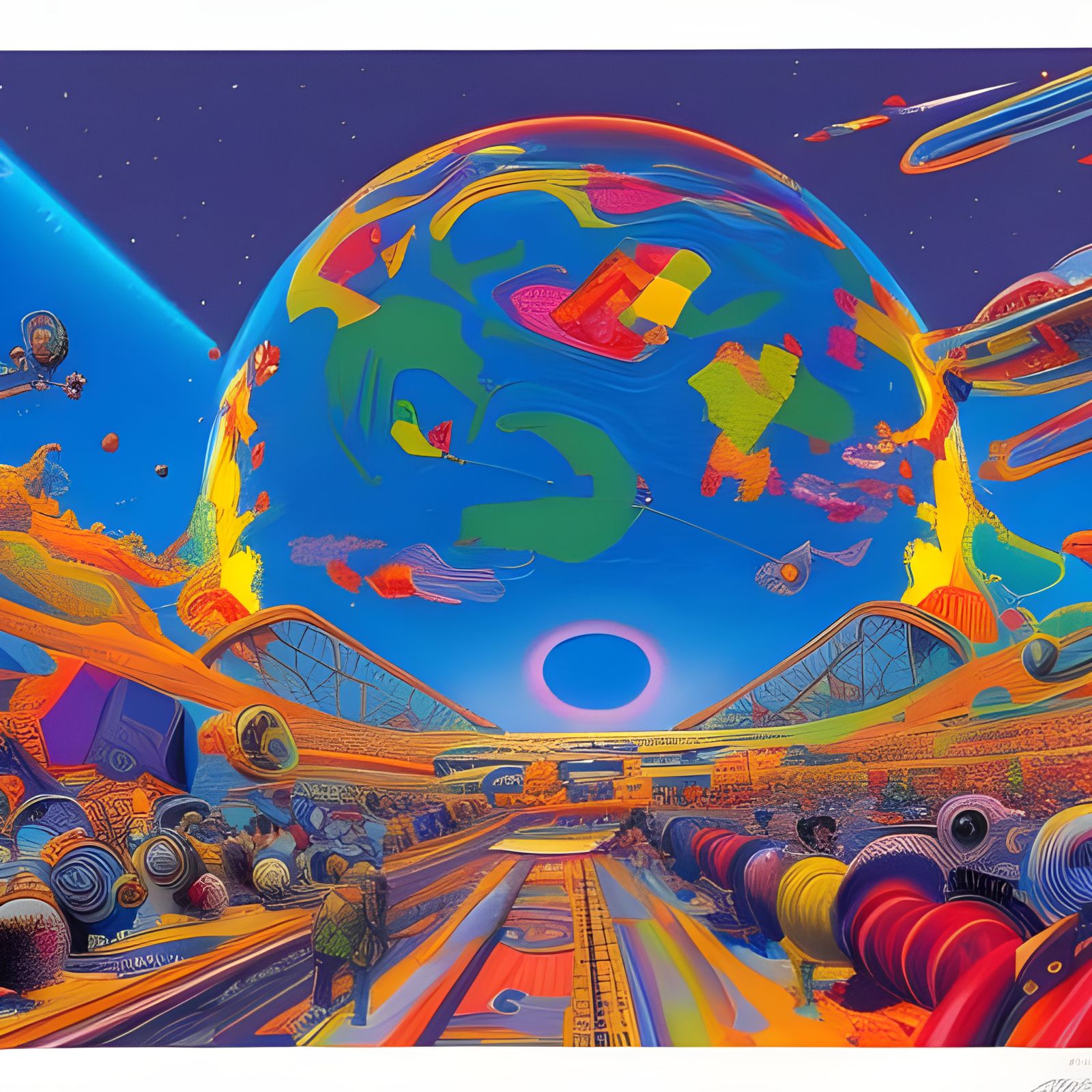 Earth From Space: A Hyper-Detailed Retro Oil Painting