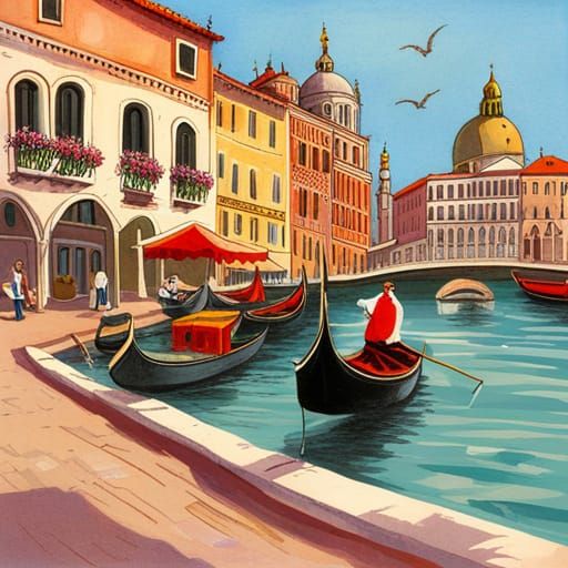 Venice Storybook Illustration in Zavřel Style