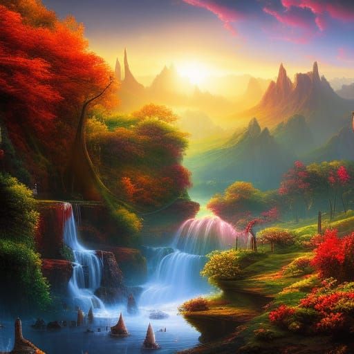 Fantastical Snails Matte Painting with Deep Colors