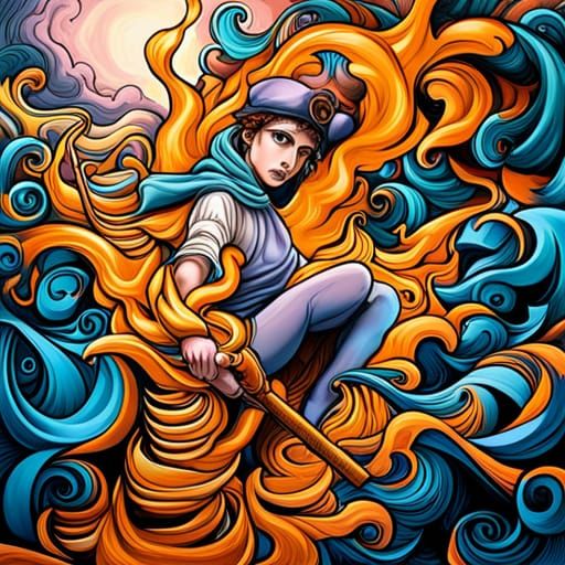 Hermes as Graffiti Street Art in Polychromatic Colors