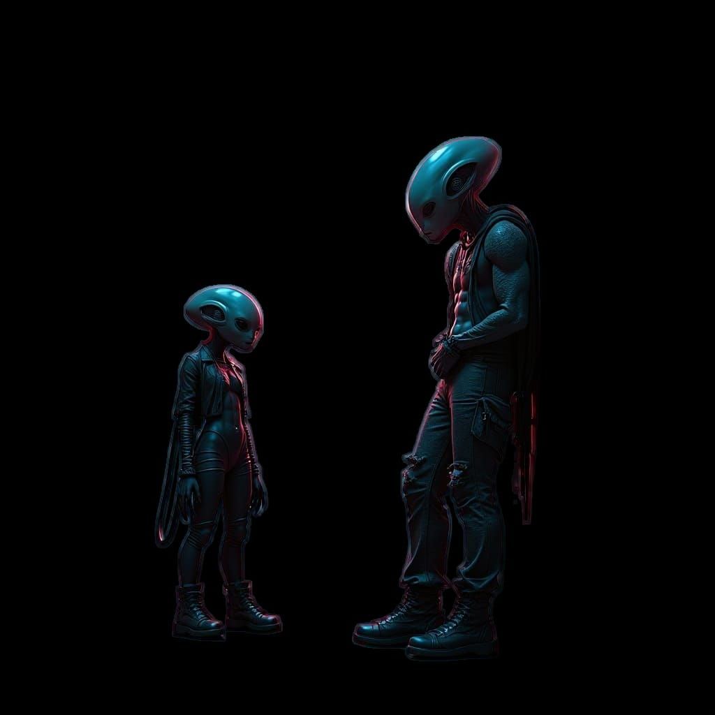 Alien Heartbreak in Gritty Sci-Fi Graffiti Style