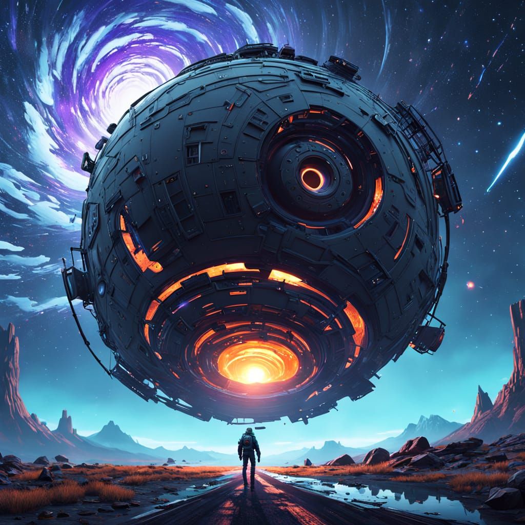 Cosmic Black Hole in Dark, Gritty Realism Style