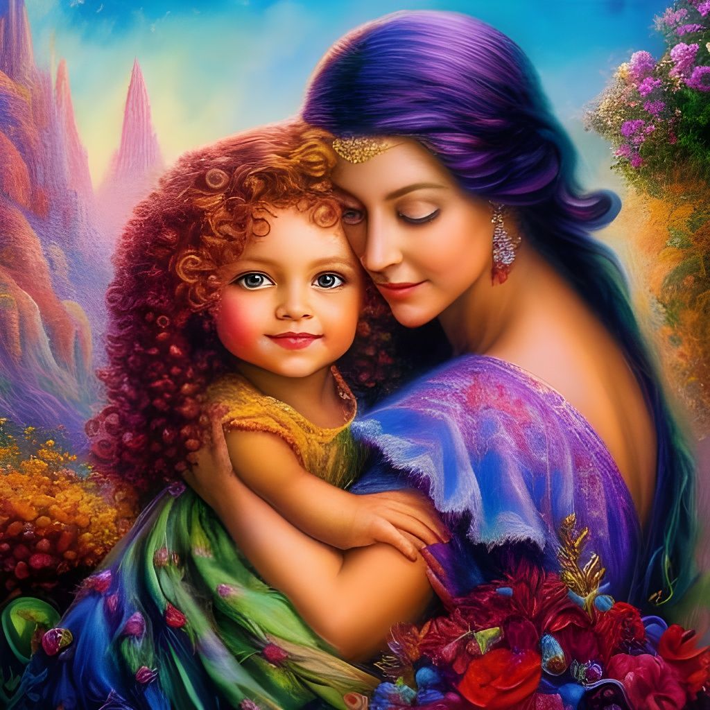 Heartwarming Mother and Child Portrait in Garden