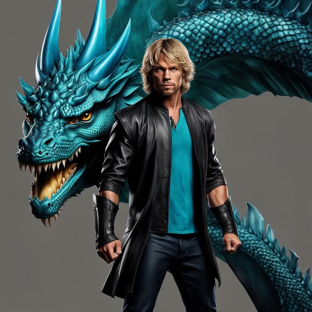 Aqua Dragon Sorcerer: Hyperrealistic Digital Rendering