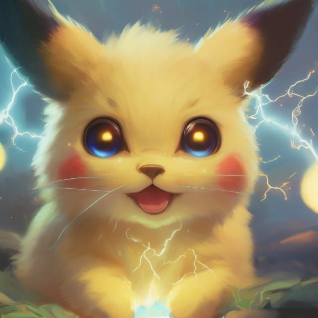 Pikachu Generates Electricity: Neo-Impressionist Digital Art