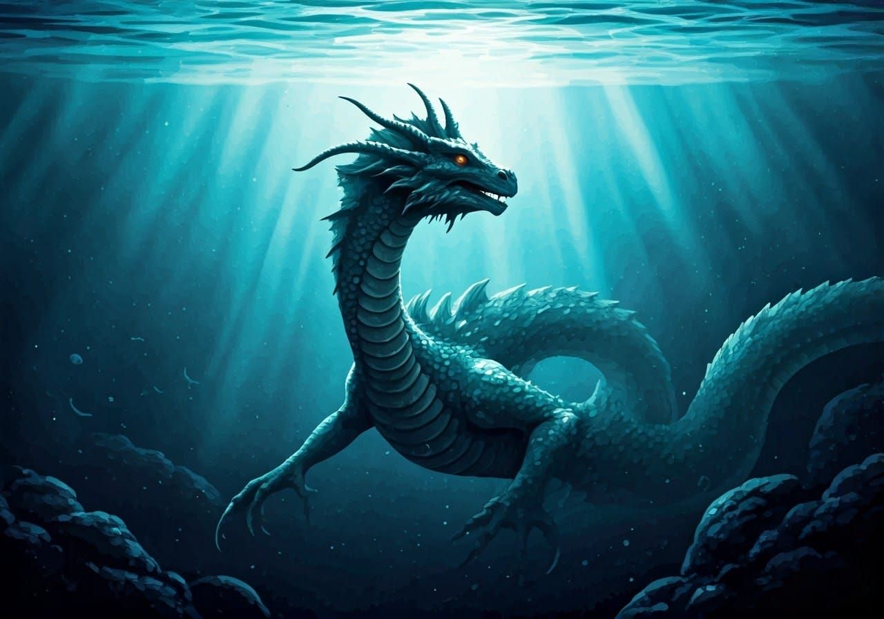 Leviathan in Underground Sea with Alcohol Ink