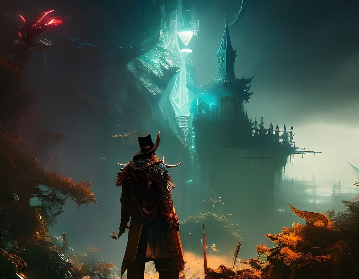 Detailed Wizard Casting Magic Spells in Fantasy Art