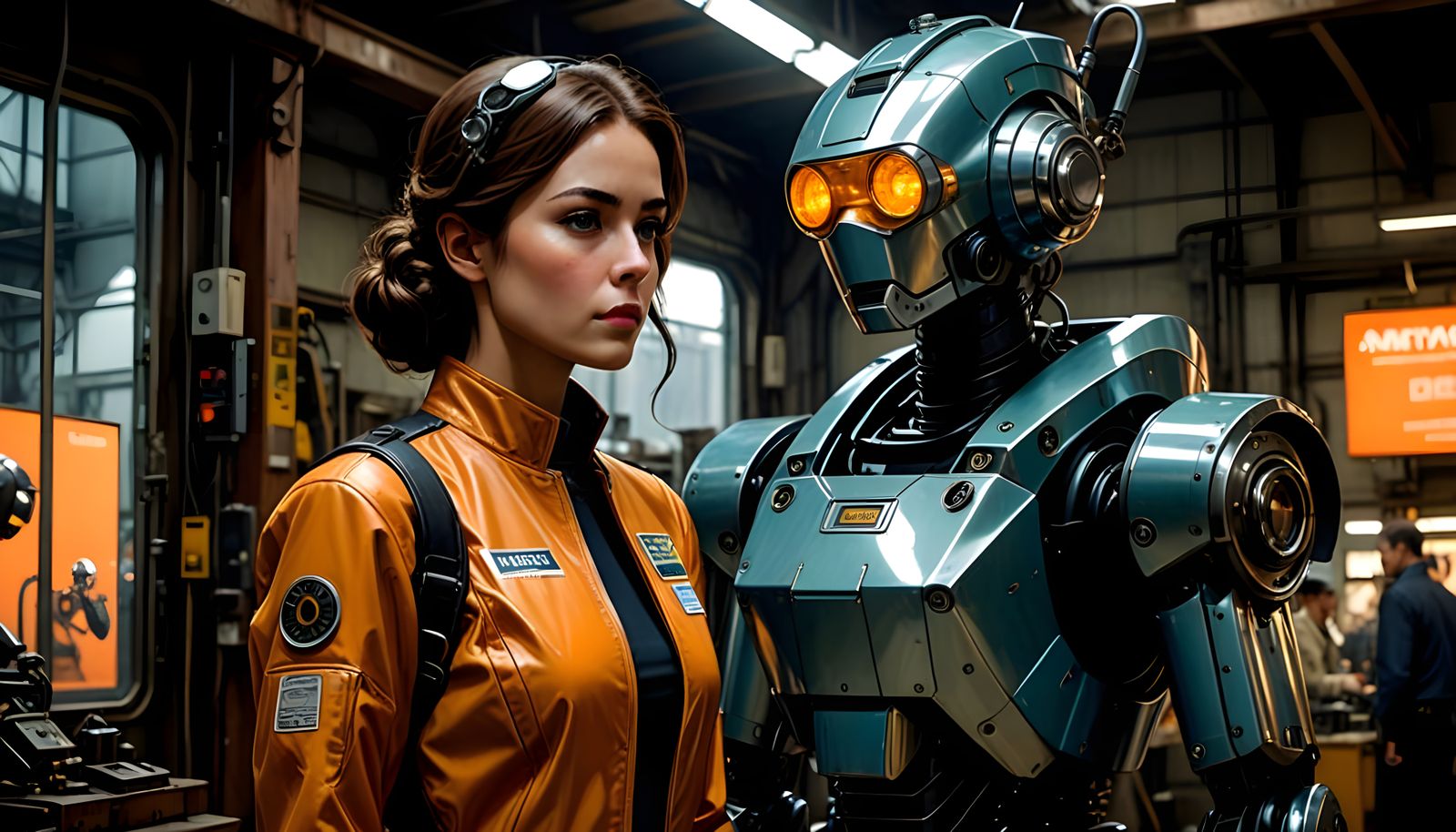 Vintage Robot Repair in Cozy Workshop