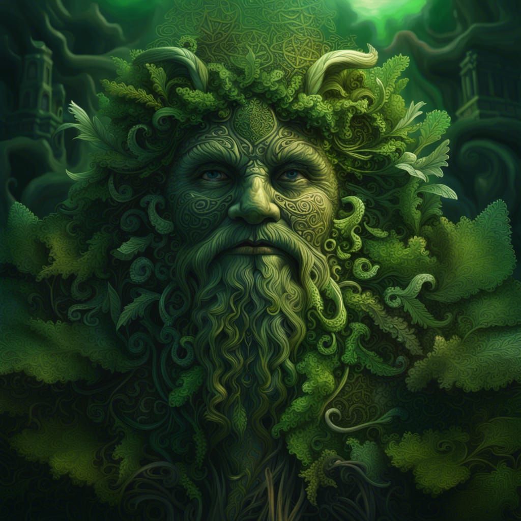 Epic Celtic Green Man Digital Painting