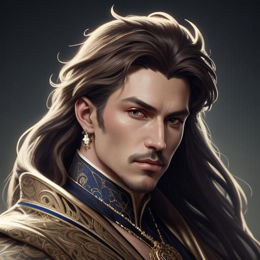 Opulent Masquerade Ball Portrait in Art Nouveau Style