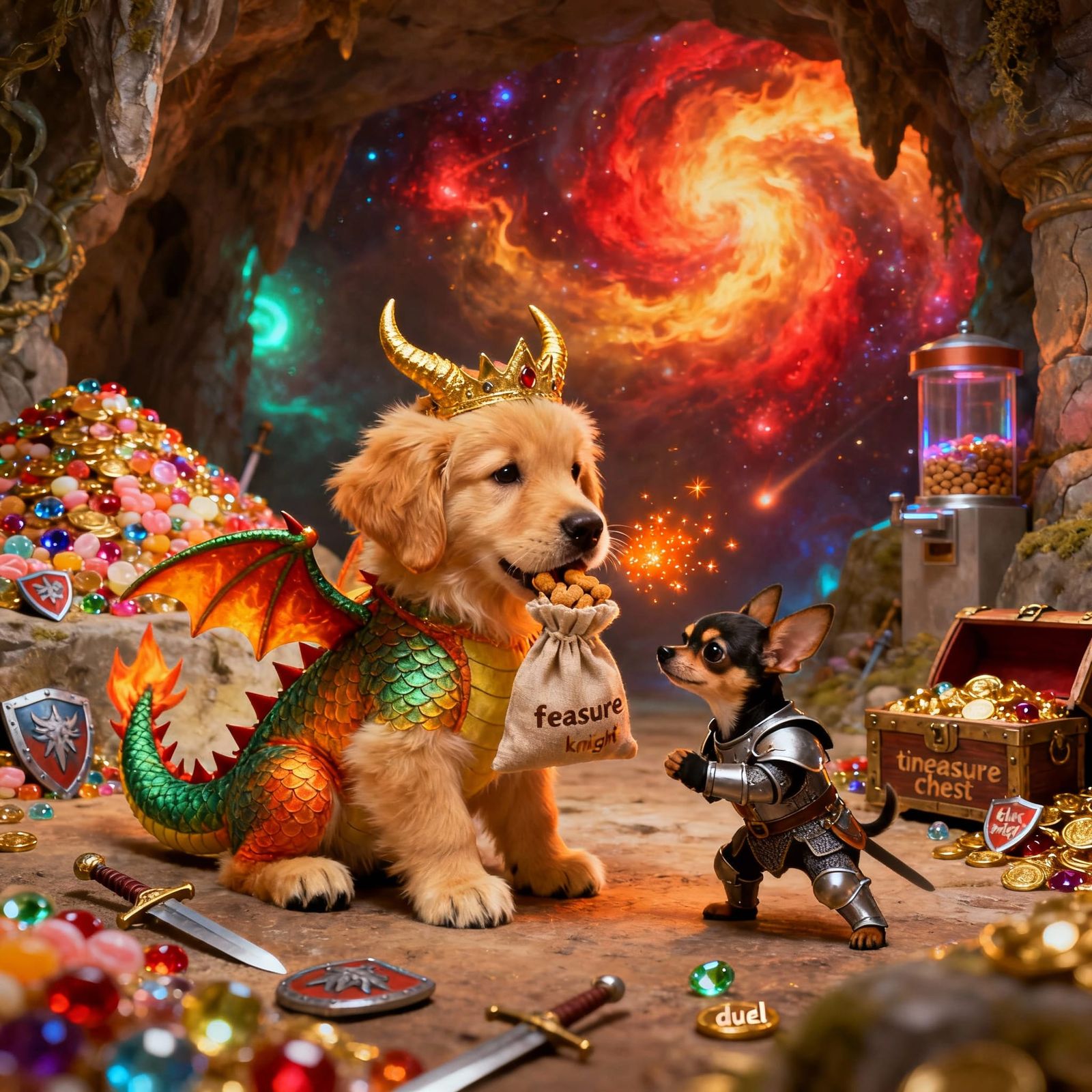 Cute Dragon Puppy in Fiery Lair