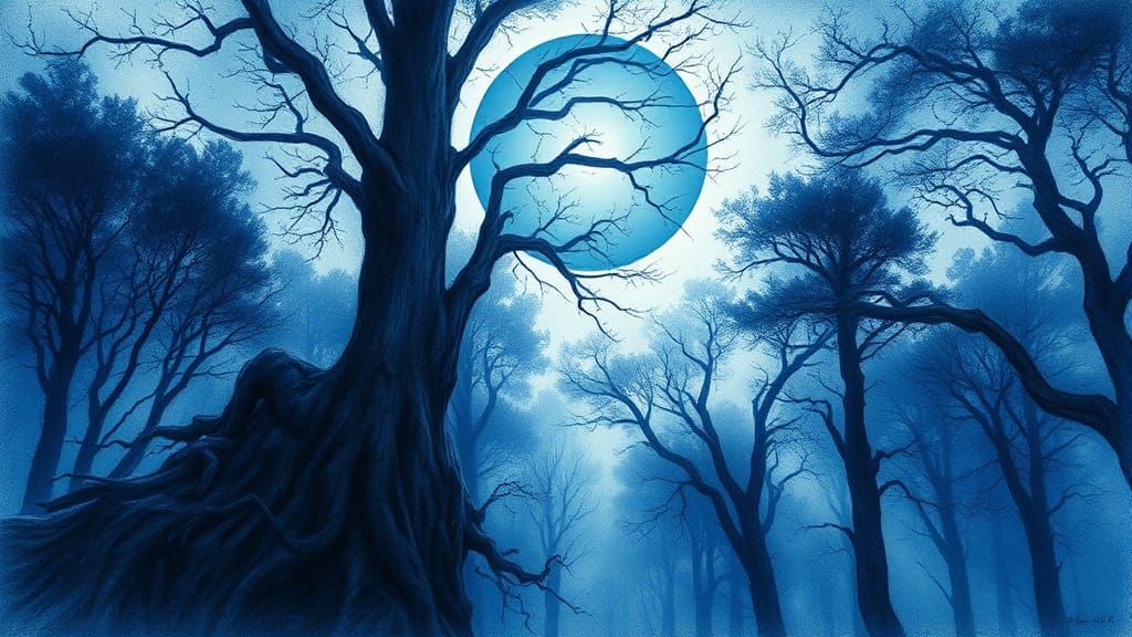 Blue Sun over Sherwood Forest: Charcoal Portrait