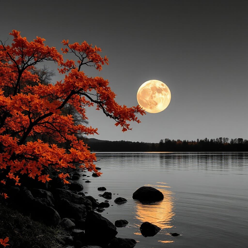 Dreamlike Abstract in Orange and Black