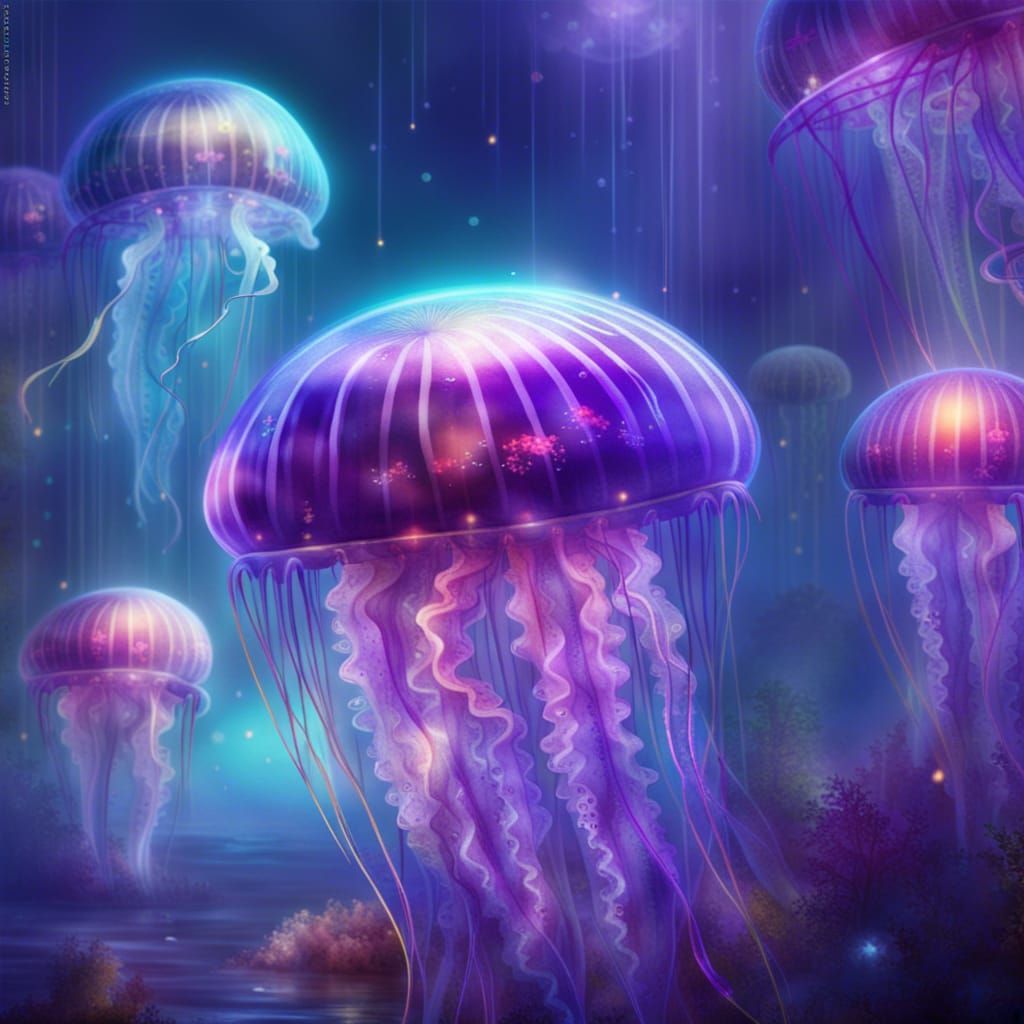 Sparkling Purple Jellyfish Fantasy in 8K Resolution