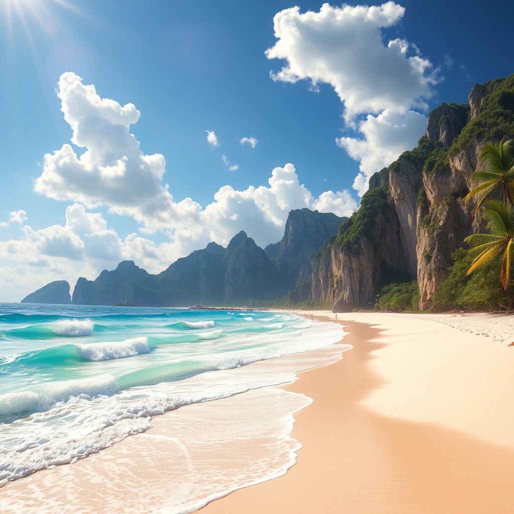 Idyllic Thai Beach Scene as Detailed Matte Painting