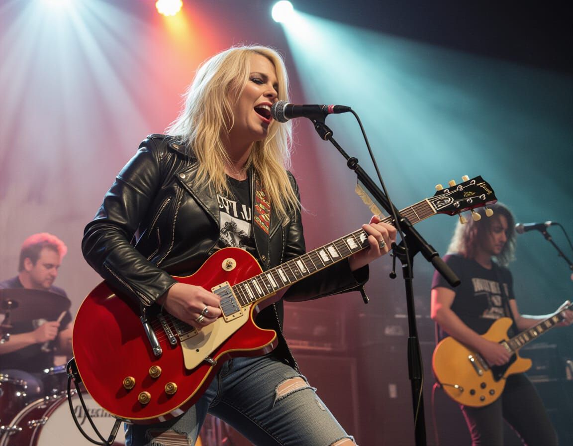 Rock Goddess Shreds Guitar Under Stage Lights