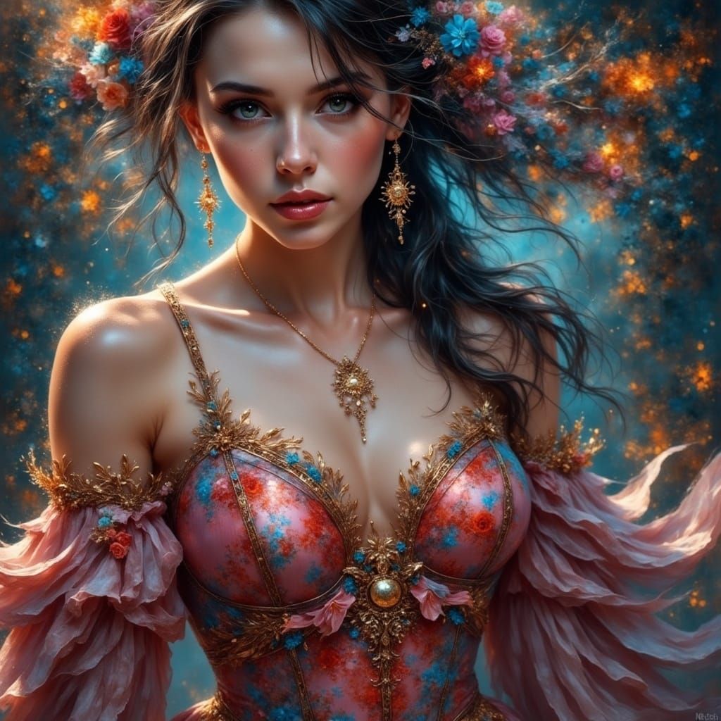 Ethereal Concept Art Portrait in Vibrant Triadic Colors