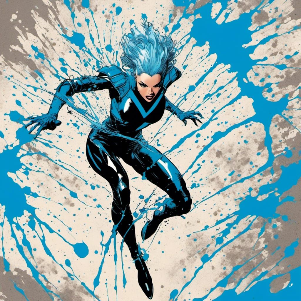 Dynamic Blue Splatter Graffiti of Storm