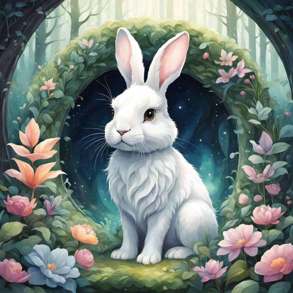 Whimsical Bunny in Vibrant Portal