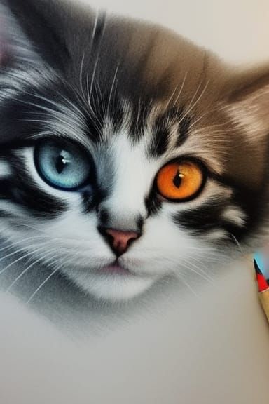 Adorable Kitten Sketch with Yarn Ball