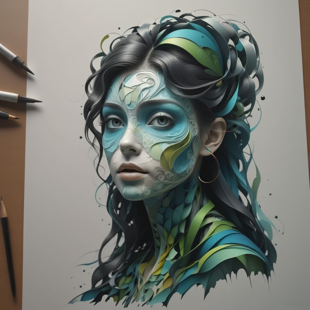 Abstract Vector Fractal with 3D Shading