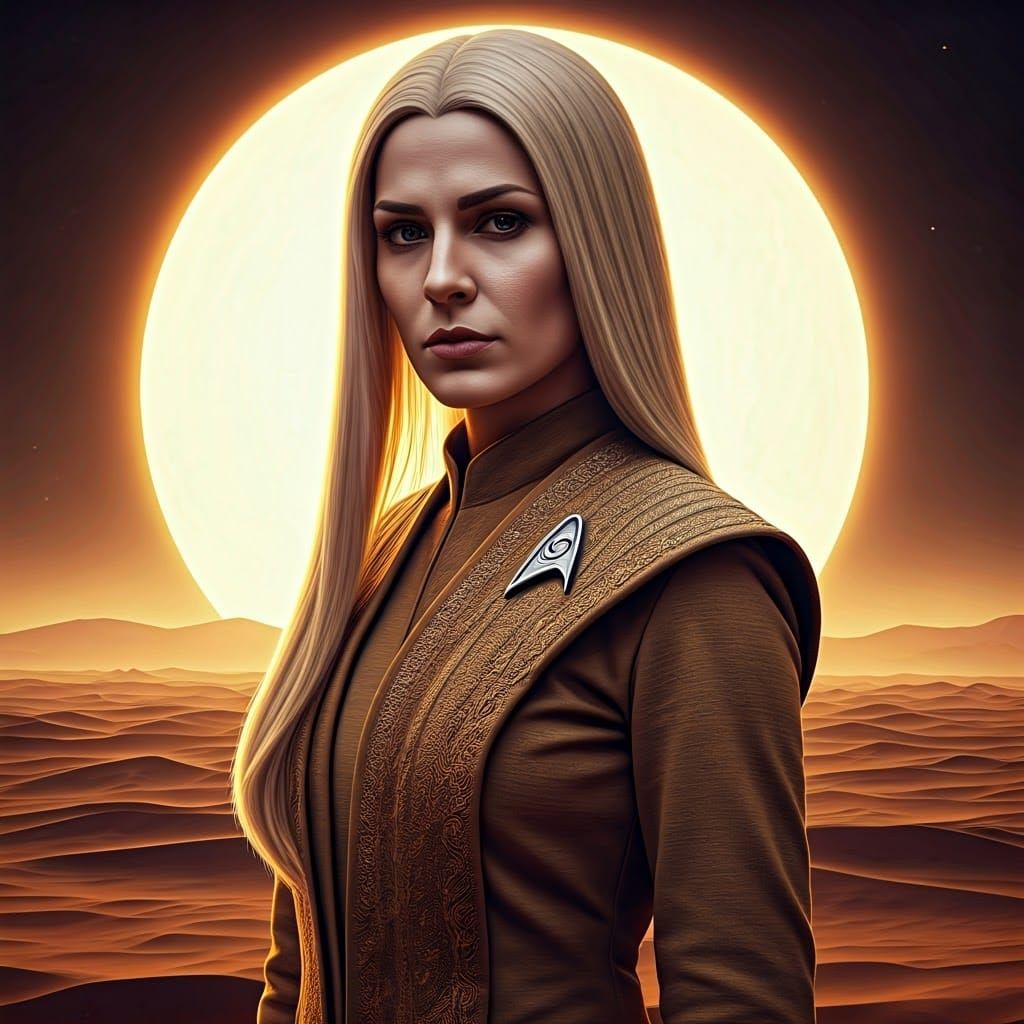 Vulcan Cosplay on Desert Planet, Fantasy Art