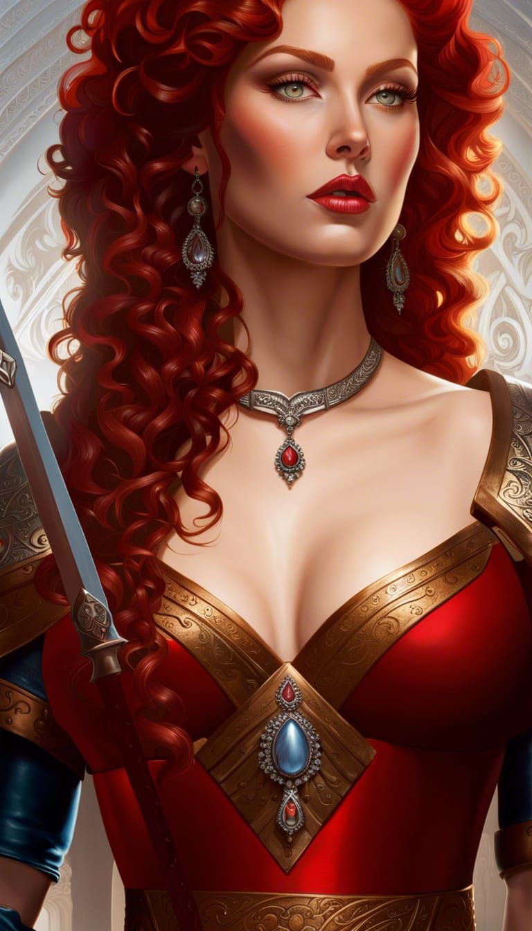 Red-Headed Goddess Portrait in Hyperrealistic Style