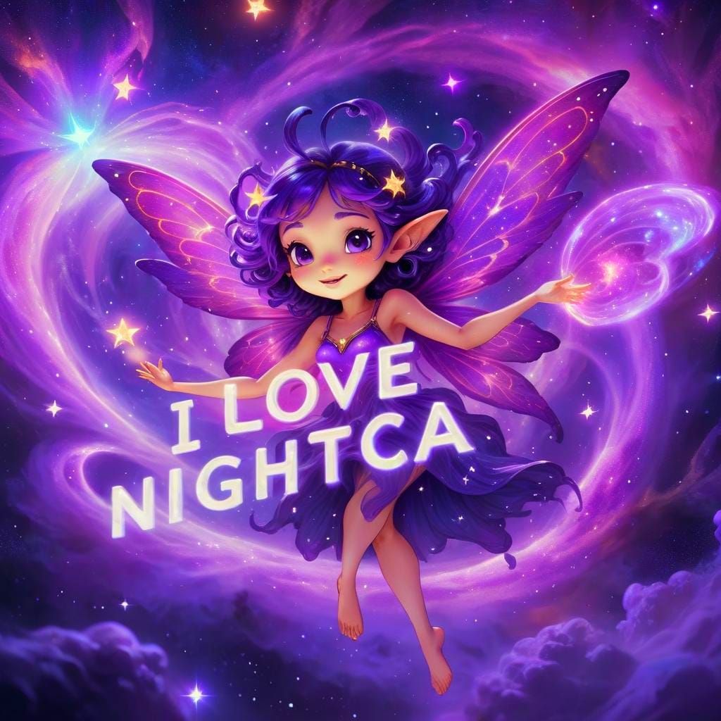 Cosmic Purple Fairy in Deep Space