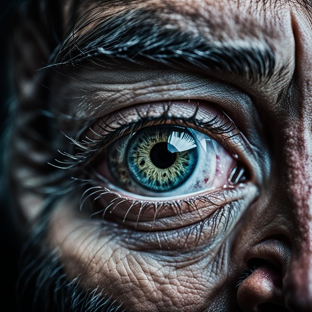 Intense Eye Portrait in Dramatic Lighting