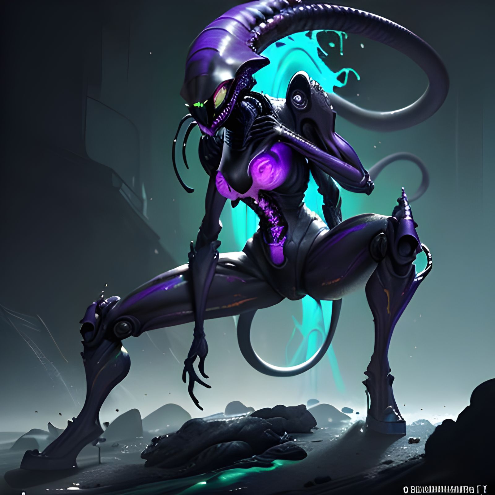 Kim Possible as Hyperrealistic Xenomorph Concept Art