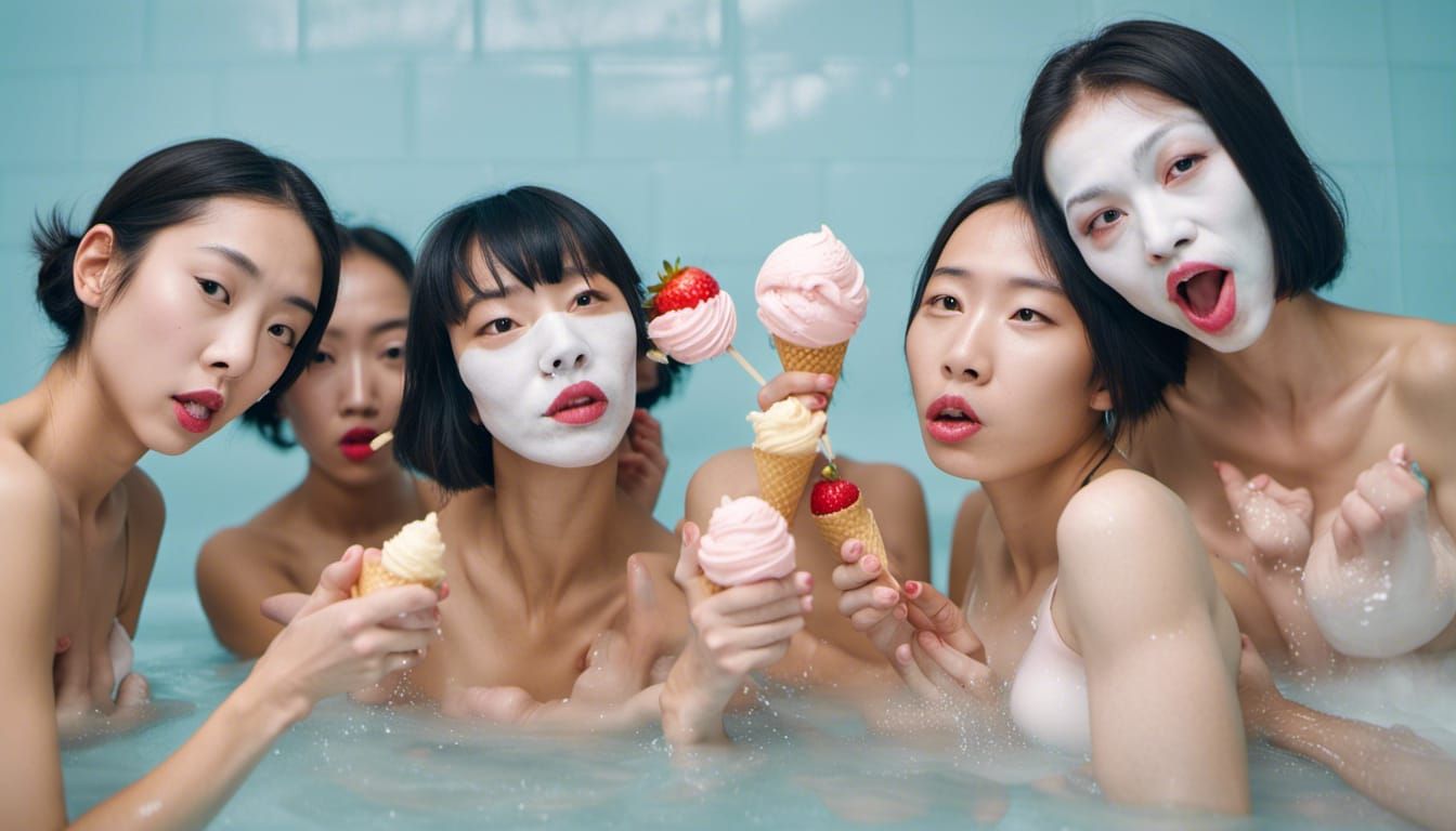 Mime Women's Food Fight: Close-up Portrait