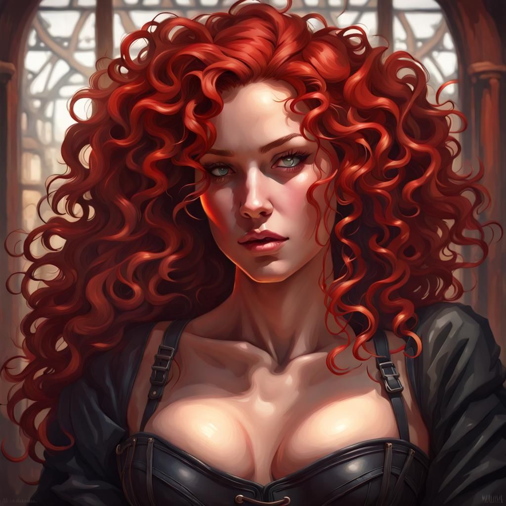 Detailed Portrait of Woman with Red Hair
