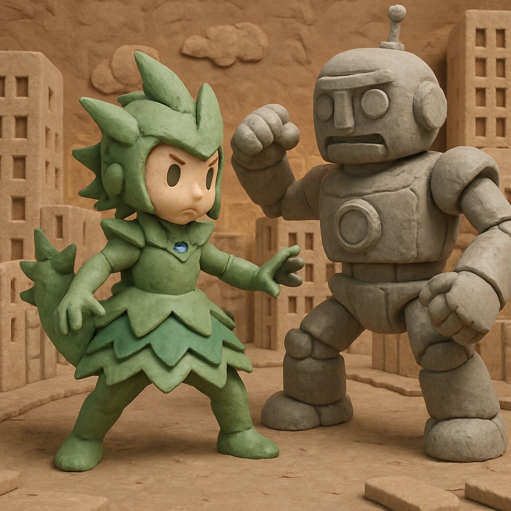 Claymation Magical Girl Kaiju Fight