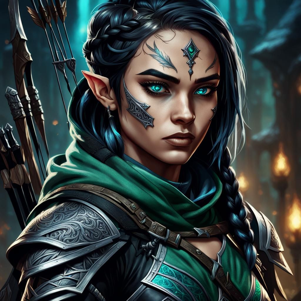 Gothic Fantasy Half-Elf Rogue Portrait in Dark Academia Styl...