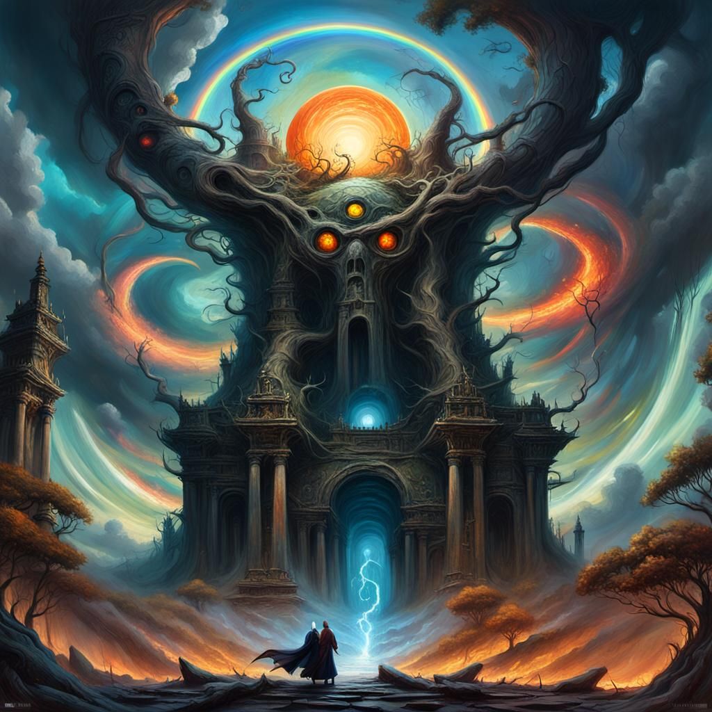 Mystical Temple Emerges in Fantasy Landscape