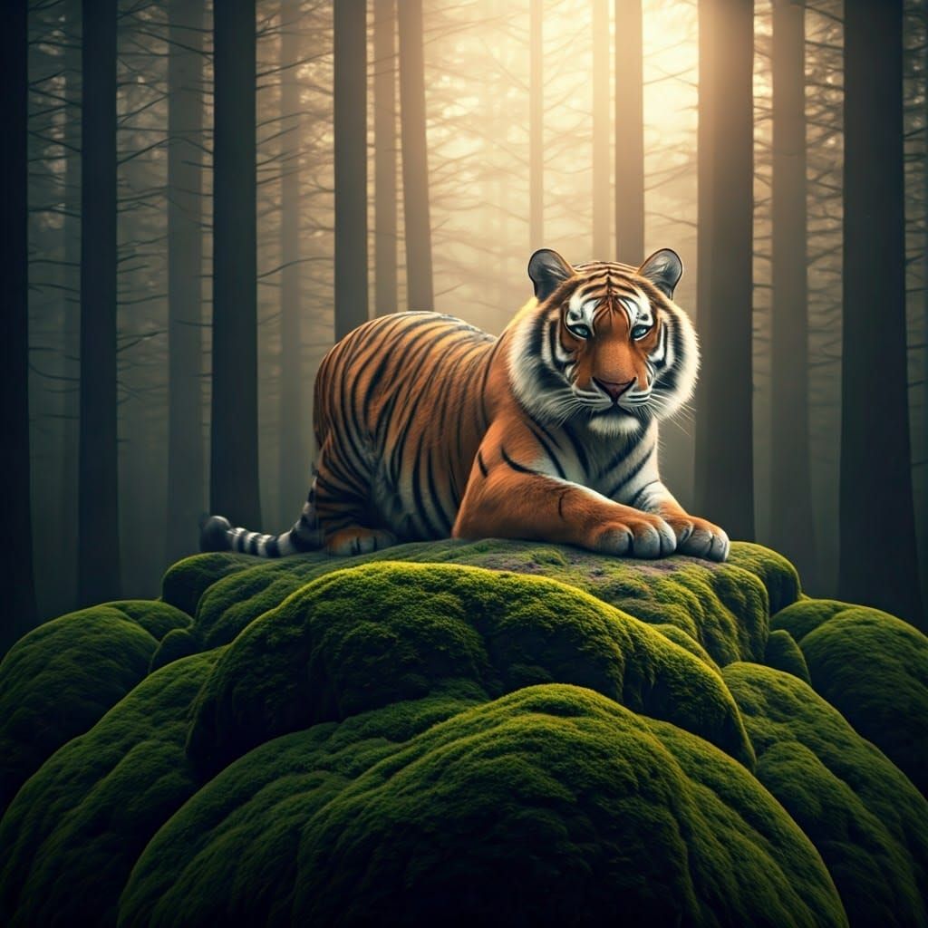 Tiger in Dappled Forest Light