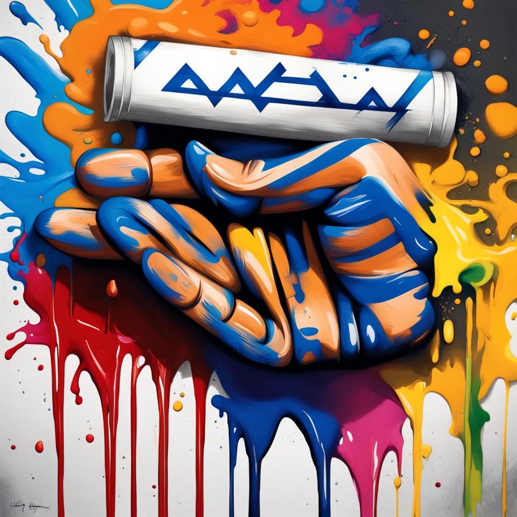 Israeli Flag in Graffiti Splash Art Style