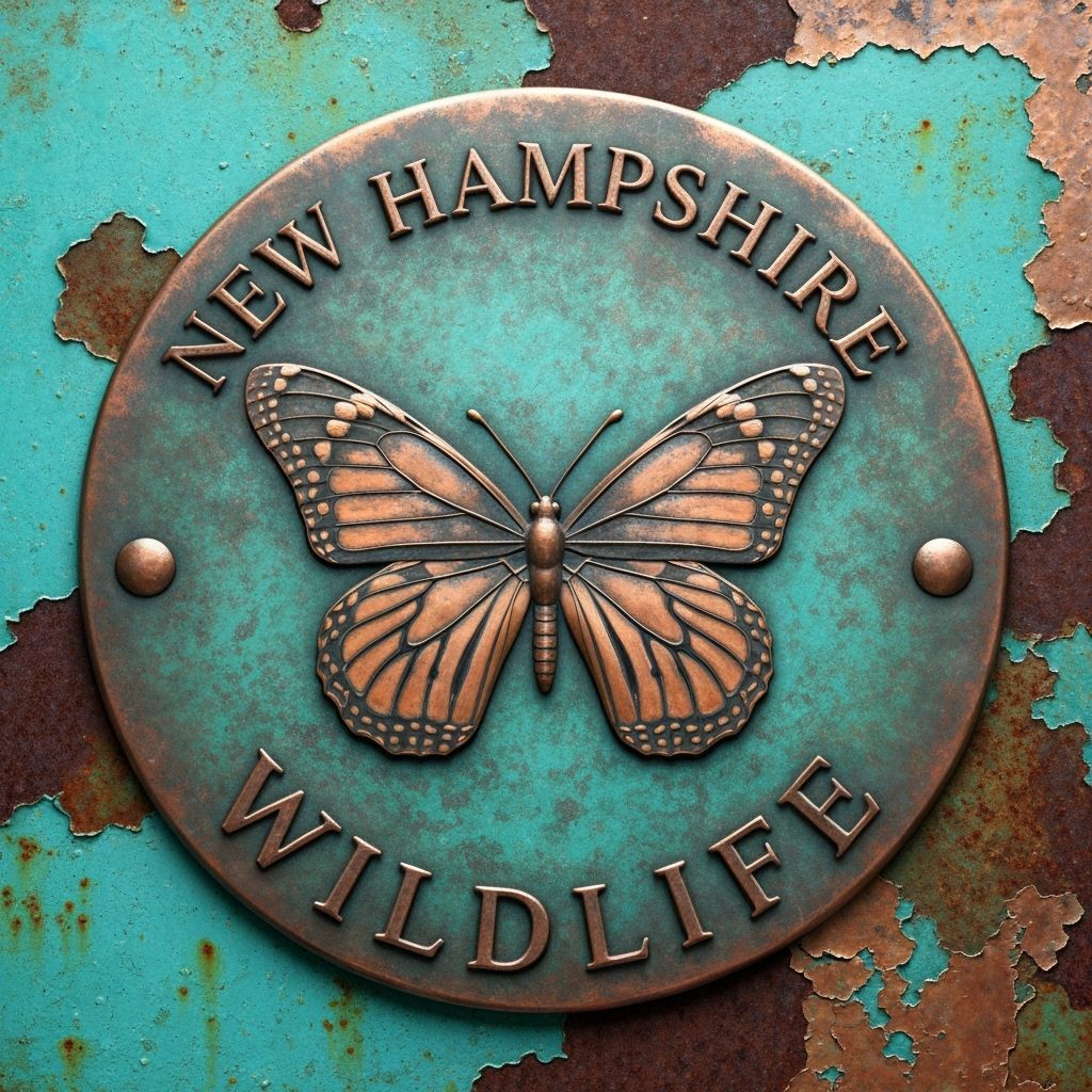 Bronze Monarch Butterfly Sculpture with NH Wildlife Text