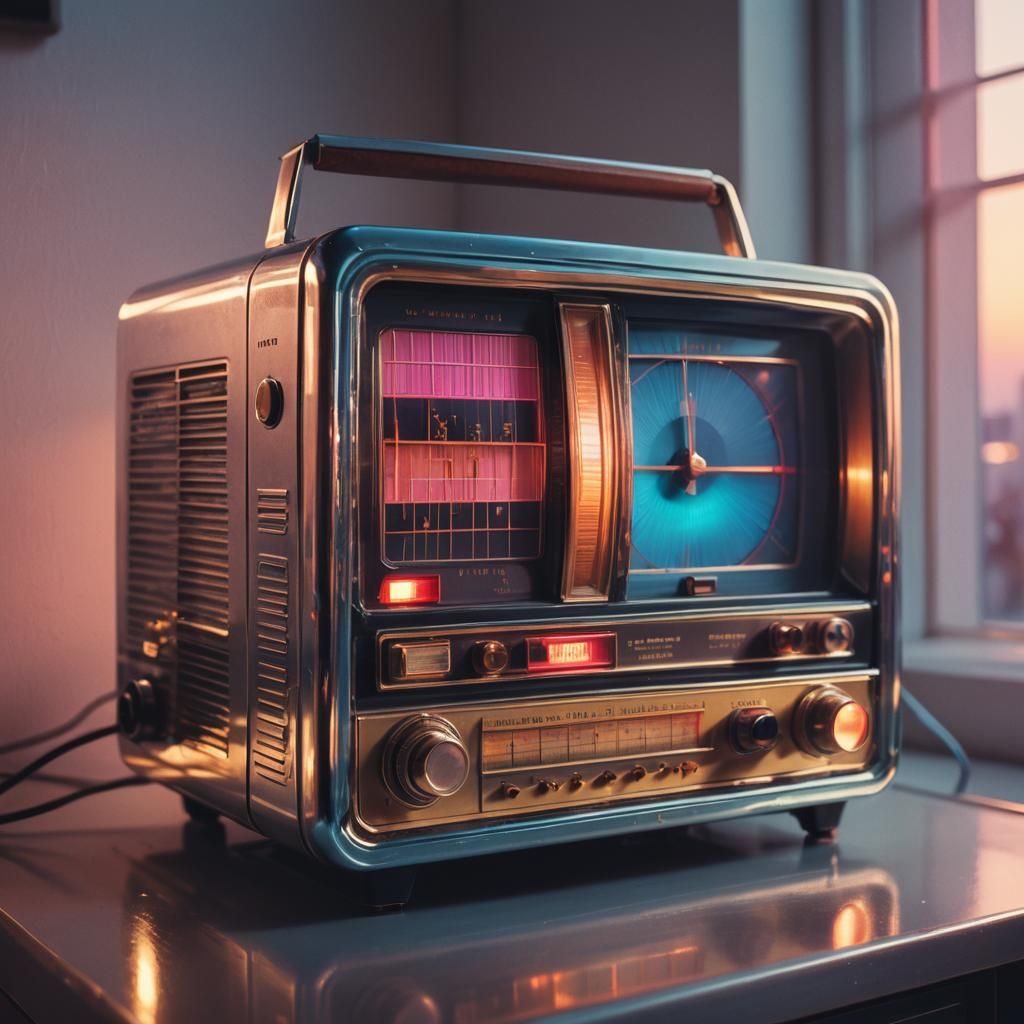 Retro Hospital Radio in Synthwave Neon Style