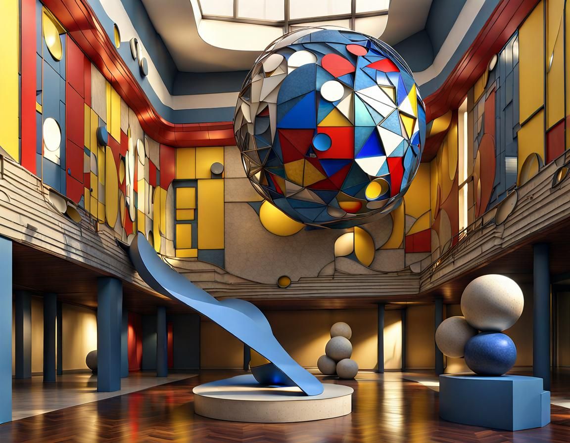 Complex Sculpture in Art Deco Science Fiction Style