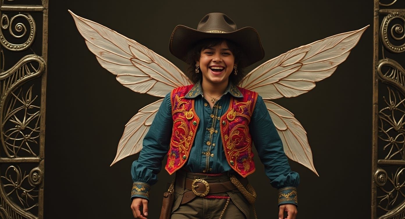 Young Pirate with Bee Wings, Embroidered Vest