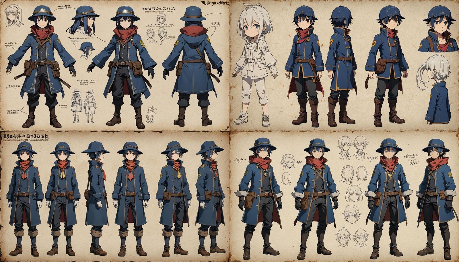 Anime Male Character Blueprint with Distinctive Features