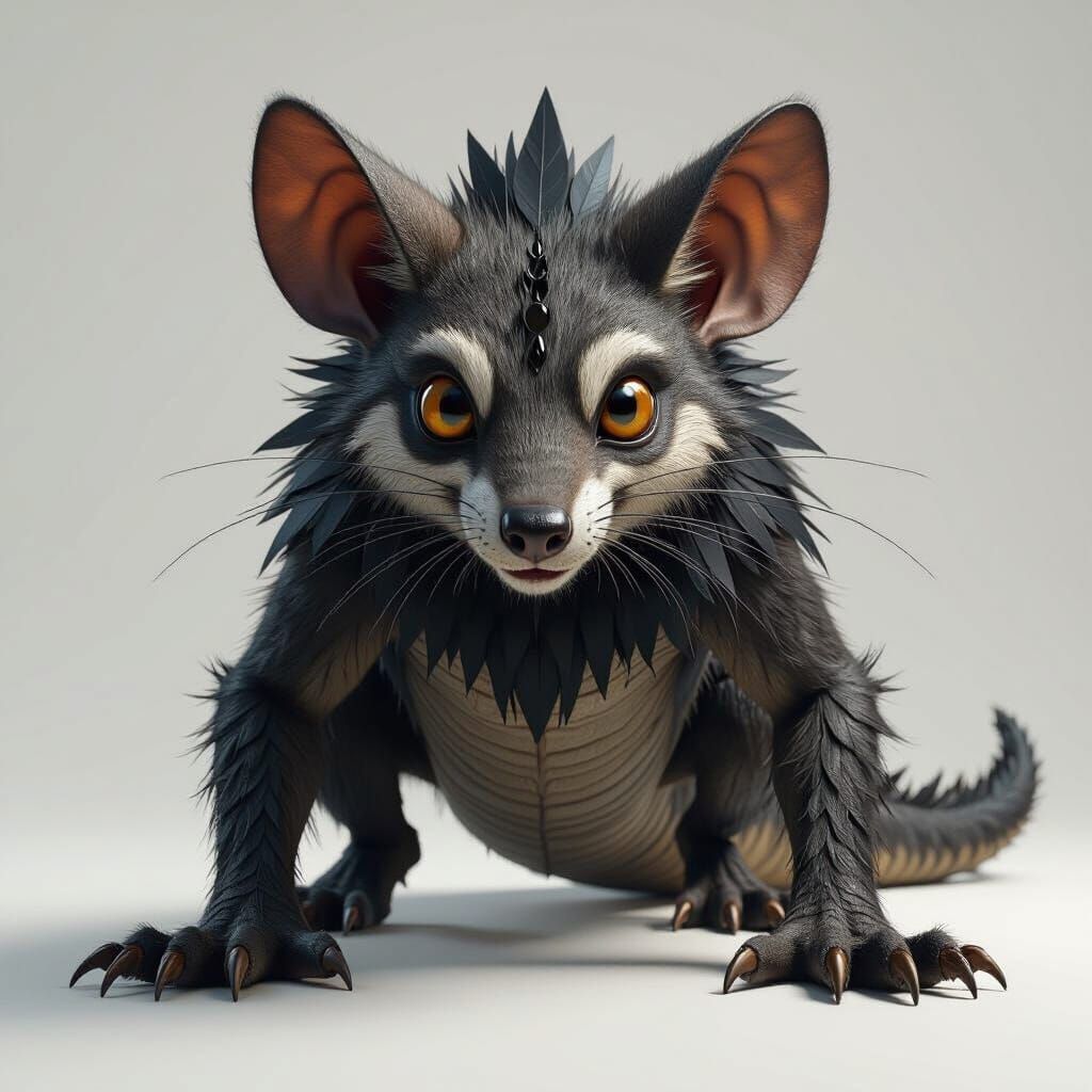 Fantastical Mouse-Wolf-Crocodile Hybrid Creature