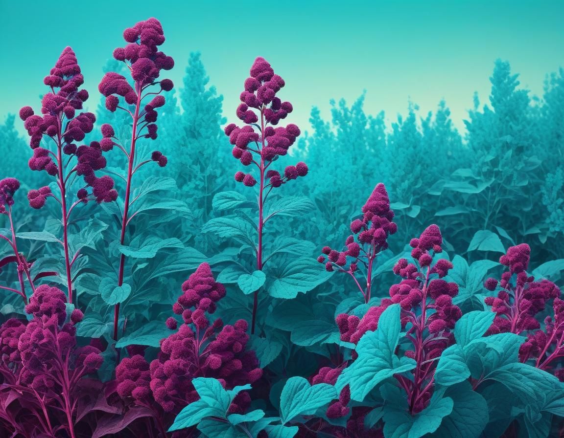 Ethereal Fanciful Art in Amaranth and Turquoise