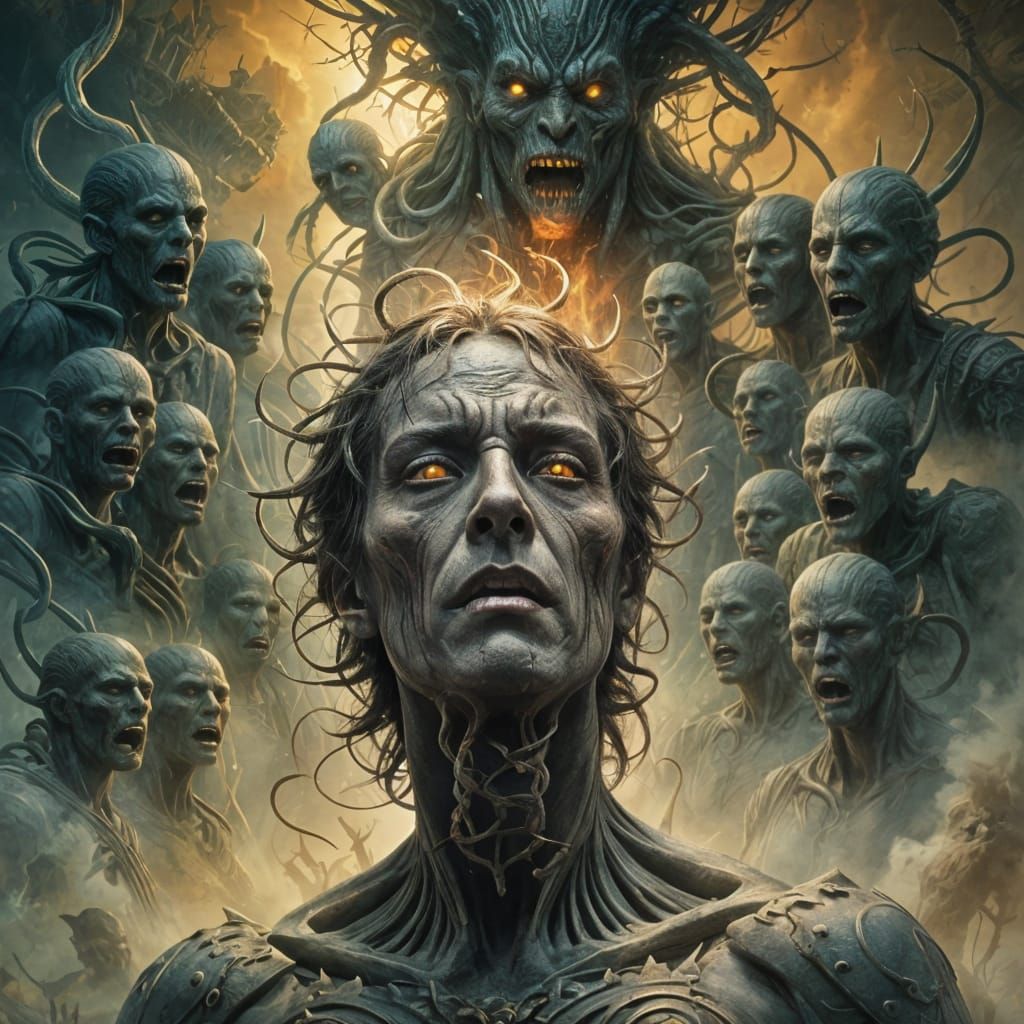 Distressed Human Tormented by Inner Demons